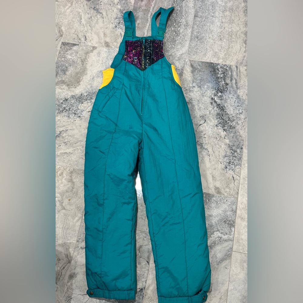 Vibrant Teal and Yellow Kids Snowsuit